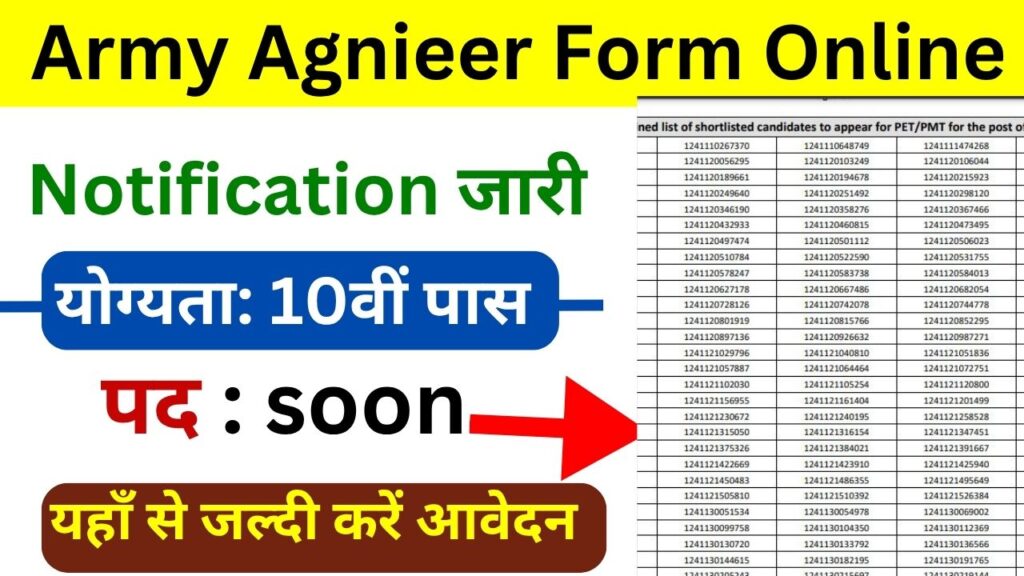 Army Agniveer भर्ती का नोटिफिकेशन जारी, आवेदन शरू, योग्यता सर्फ 10वीं पास