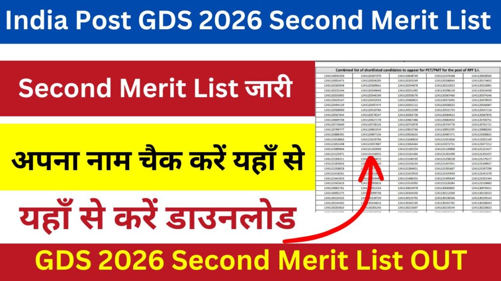 India Post GDS 2026 Second Merit List जारी- अपना नाम चैक करें यहाँ से